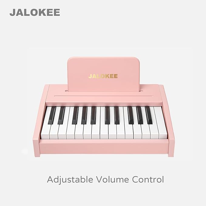 Kids Piano Keyboard, Digital Piano for Kids, Music Educational Instrument Toy, Wood Toy for 3+ Girls and Boys (Pink, 25 Keys)