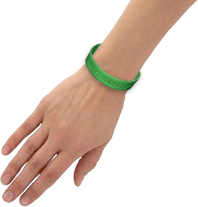 St. Patrick's Day Green Rubber Bracelet - 2.5" - Unique & Festive Accessory, Perfect for Celebrations - 1 Pc.