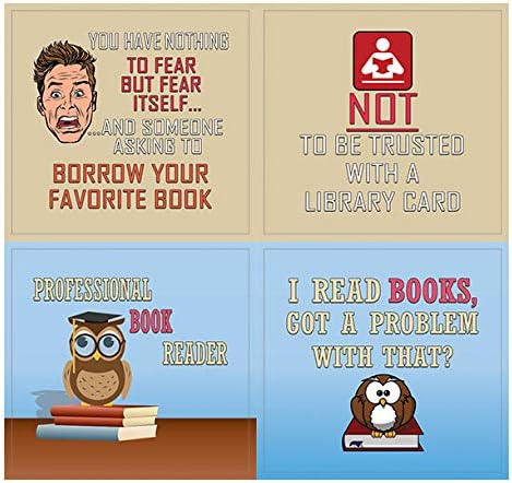 Creanoso Bookish Humor and Sayings (10-Sheet) – Total 120 pcs (10 X 12pcs) Individual Small Size 2.1 x 2. Inches, Waterproof, Unique Themes Designs, DIY Art Decal for Boys & Girls, Children, Teens