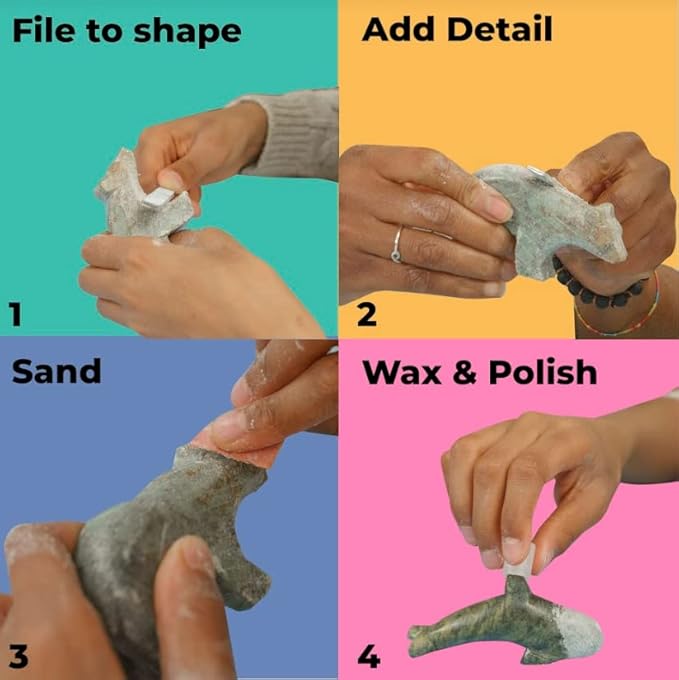 STUDIOSTONE CREATIVE DIY Arts & Crafts Carving Kit Kids Adults Orca Sculpture Soapstone