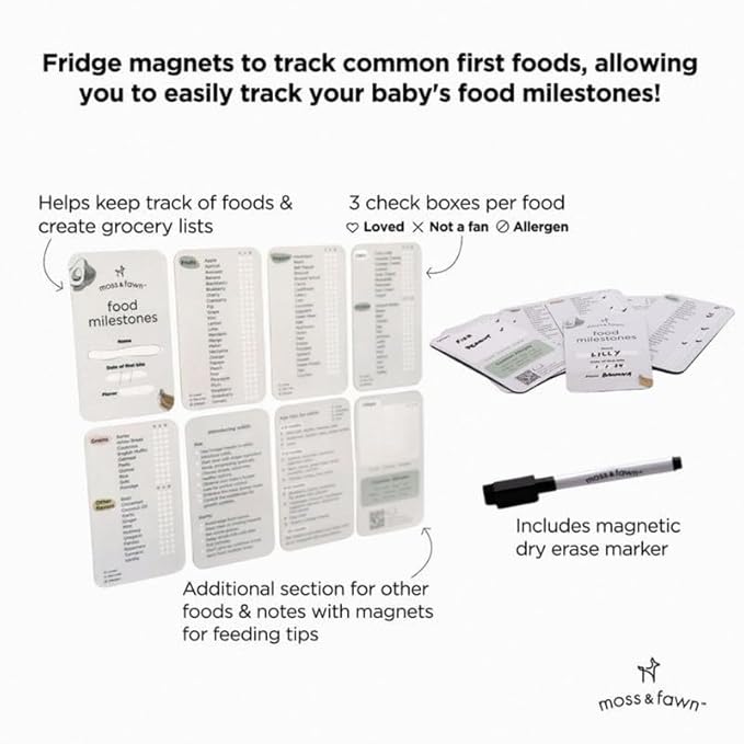 Baby’s First Bites Starter Kit – Ice Cube Tray, Forage Feeder, Freezer Mold & Pacifier Feeder – Milestone Magnet for Food Tracking & Feeding Tips – Baby Food Prep Essentials - Bloom