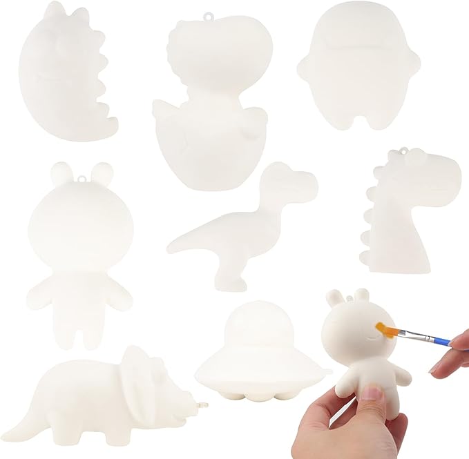 Anboor DIY Squishies Painting Kit Pack for Kids,8pcs Cute Animal Dinosaurs Paintable Slow Rise Squishies Making Kit for Boy & Girl,Make Your Own Squeeze Painting Kit Art Craft DIY Kit for Age 6+