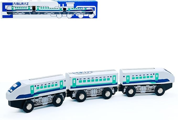 Wooden Bullet Train Cars Track Accessories Set High-Speed City Train Toys Fit for Wooden Train Track Railway for Boys and Girls (Bullet Train)