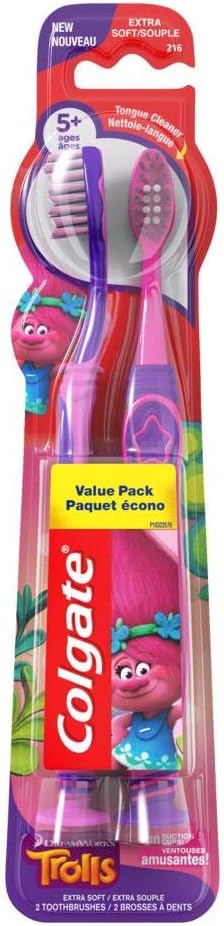 Colgate Palmolive Kids Toothbrush, Trolls, Extra Soft - 2 Count (Pack of 1)