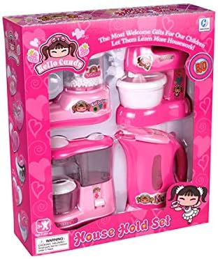 PowerTRC 2 Sets of Kitchen Appliance Playset with Light & Sound | Kettle, Coffee Maker, Mixer, Kitchen Accessories Toy for Kids