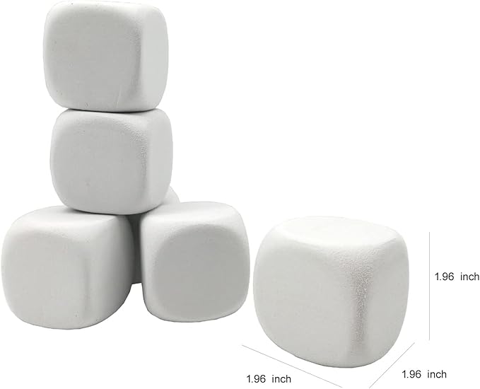 White EVA Foam Dices for Kids Graffiti-Building Blocks,Creative Painting, Party Supplies, 1.96 inchs,18PCS