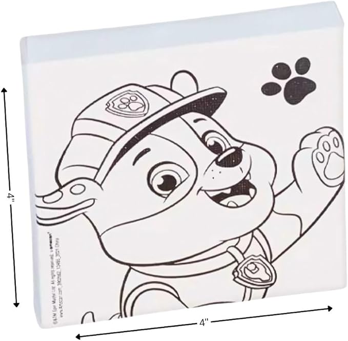 Paw Patrol DIY Canvas Painting Set - 4 Colorful 4"x4" Canvases, 1 Paint Brush, 6 Vibrant Paints - Unleash Creativity & Foster Imagination - Perfect Gift for Kids Art Lovers