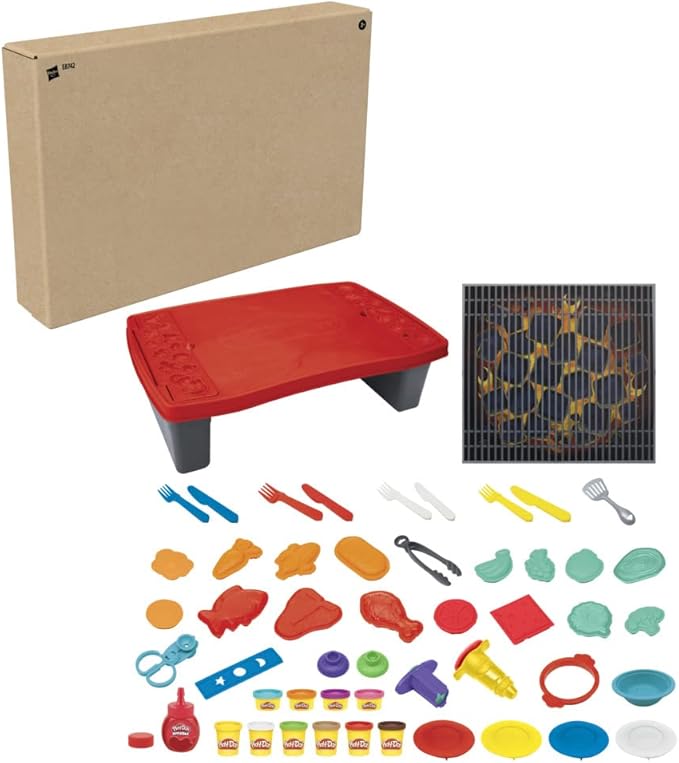 Play-Doh Kitchen Creations Big Grill Playset 40-Piece BBQ Toy for Kids 3 Years and Up with Non-Toxic Drizzle and 10 Colors (Amazon Exclusive)
