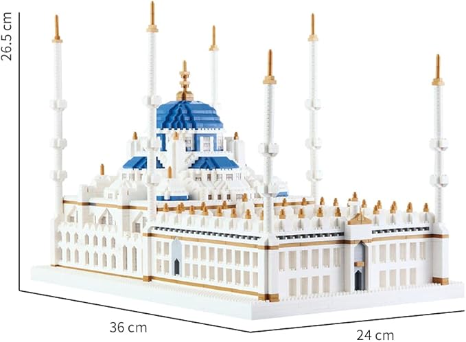 Micro Building Blocks Set 6850 Pcs Blue Mosque Miniature World Landmark Architectural Construction Model for Adult and Children Age of 14+