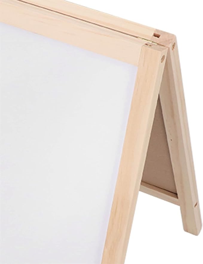 Easel Kids,Kids Wooden Art Easel Double-Sided Whiteboard and Chalkboard,Kids Easel Double Sided Foldable Standing Large Painting Space Poplar Structure Wooden Easel 25x40cm with Accessories