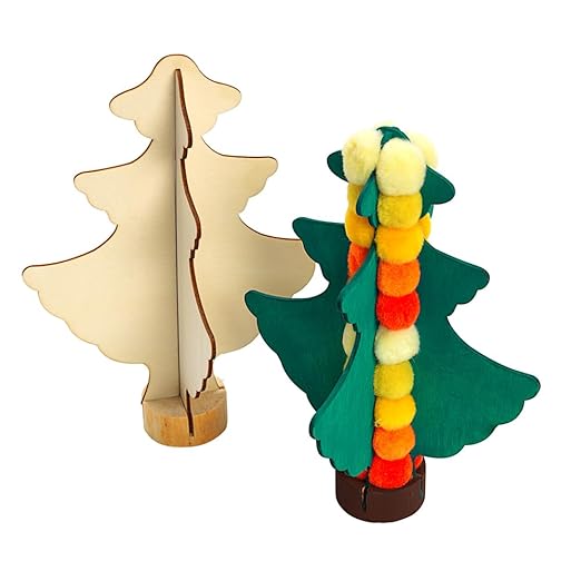 Wooden Tree, Colorations, Set of 12, Easy Assembly, Arts & Crafts, Holiday Project, Seasonal Craft, Nature, for Kids, Decorate, DIY, DYO, Personalize, Gifts, School, Teacher, Christmas