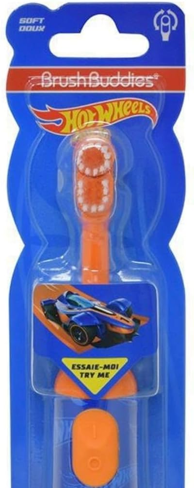 Brush Buddies Hot Wheels Electric Toothbrush, Kids Electric Toothbrushes, Battery Toothbrush, Toddler Electric Toothbrush for Kids 4-7