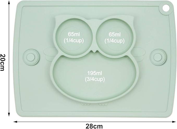 Qshare Toddler Plate, Portable Baby Plate for Toddlers and Kids, BPA-Free Strong Suction Plates for Toddlers, Dishwasher and Microwave Safe Silicone Placemat 11x8x1 inch