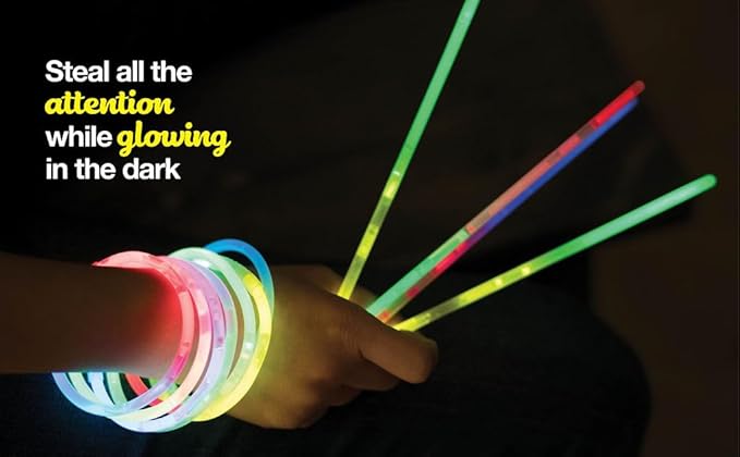 Play22 100pk Ultra Bright Glow Sticks Bulk Party Favors - 8" Premium Glow in the Dark Party Supplies, Neon, Easter, Halloween Party Decorations Glow Necklaces and Bracelets for Kids or Adults
