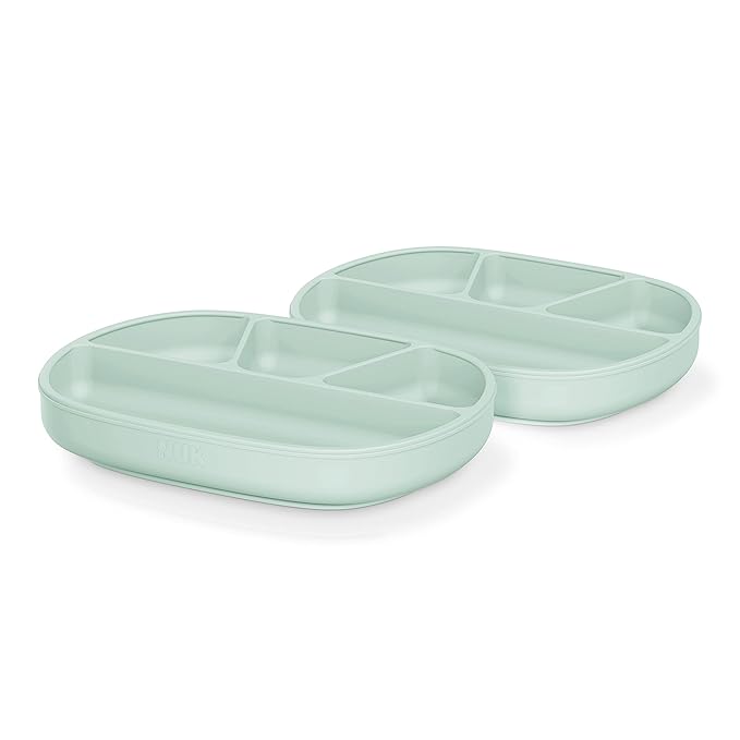 NUK Silicone Baby Suction Plates, Durable Suction Feature Helps Reduce Spills, Microwave & Dishwasher Safe, BPA-Free, Pack of 2