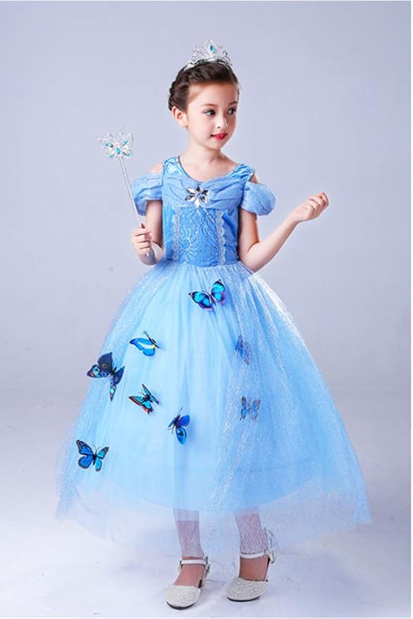 Princess Cinderella Costume Dress up Accessories for Girls Cinderella Gloves Tiara Crown Necklace Wand Halloween Cosplay Accessories Christmas Gifts Set (White Cinderella)