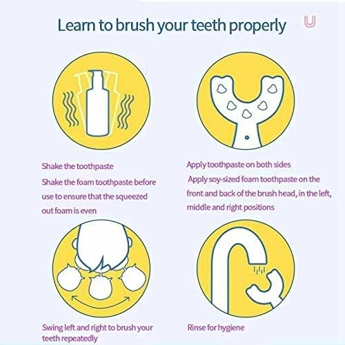 Kids Electric Toothbrush，6 Cleaning Models U Shaped Toothbrush Waterproof Battery Powered 360 Automatic Sonic Toddler Toothbrushes for 8-13 Years Old for Boys Girls（Blue）