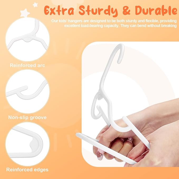 HOUSE DAY Premium Baby Hangers 60 Pack, 11 Inch Kids Plastic Hangers White, Slim Childrens Hangers for Infant, Toddler, and Child Clothes, Durable Baby Clothes Hangers for Closet
