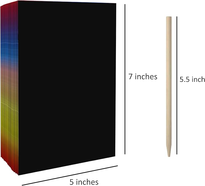 VHALE 30 Scratch Paper Art for Kids, Magic Scratch It Off Paper Craft, Rainbow Drawing Scratchboard Sketch Pad Notepad, Great Travel Toys, Party Favors, with Wooden Stylus