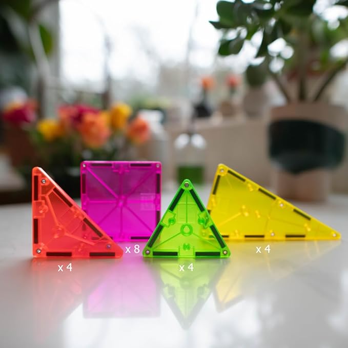 MAGNA-TILES Color Shop NEON 20-Piece Magnetic Construction Set, The Original Magnetic Building Brand