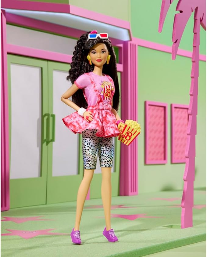 Barbie Rewind Doll & Accessories with Black Hair & 1980s-inspired Movie Night Outfit, Collectible & Displayable