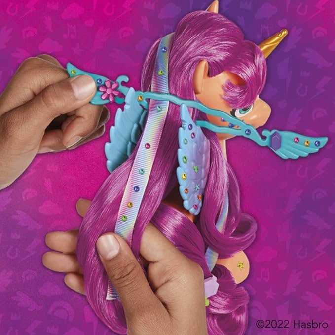My Little Pony Toys: Make Your Mark Sunny Starscout Ribbon Hairstyles, 6-Inch Orange Pony Toy, Toys for 5 Year Old Girls and Boys and Up, with Hair Styling Accessories