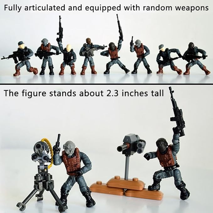 8 PCS Building Block City Policeman Action Mini-Figures with Multiple Military Weapons Accessories SWAT Model Equipment Assembly Building Toys Party Favors Gift for Boys