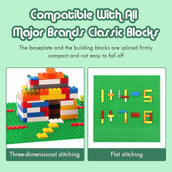 Lekebaby Classic Baseplates Building Base Plates for Building Bricks 100% Compatible with Major Brands-Baseplates 10" x 10",Age 3 and up, Pack of 6