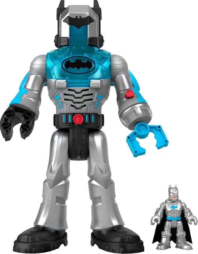Fisher-Price Imaginext DC Super Friends Batman Toy Insider & Exo Suit 12-Inch Robot with Lights Sounds & Figure for Ages 3+ Years, Defender Grey