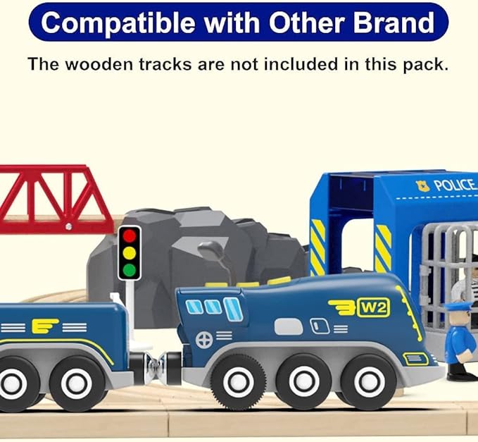 Battery Operated Action Locomotive Train (Magnetic Connection)- Powerful Engine Bullet Train Compatible with Thomas, Brio, Chuggington Wooden Train Set and Tracks- Toys Car for Toddlers