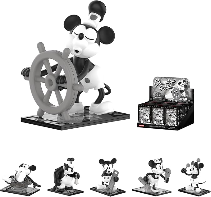 POP MART Disney Steamboat Willie Series Figures, 6PCs Disney Blind Box Figures, Random Design Action Figures Collectible Toys Home Decorations, Holiday Birthday Gifts for Boys and Girls, Whole Set