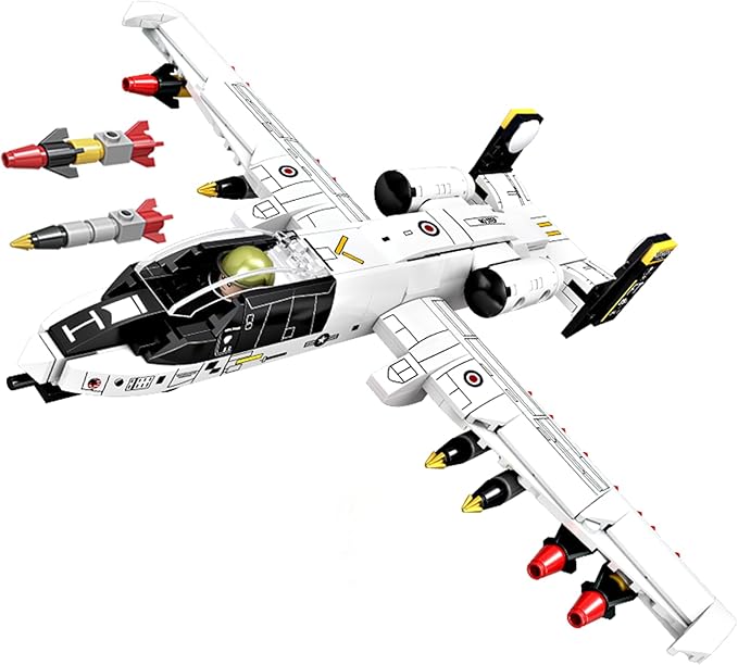 FANTASY&Co. A-10Attack Plane, Thunderbolt II,Warthog, Model Airplane Set, Plane Fun for Collectors and Kids Ages 6+ Years Old, Military Airplane Gift,Compatible with Lego Planes Model
