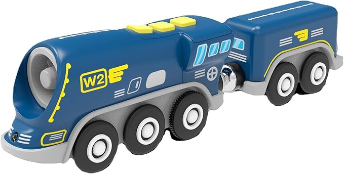 Z MAYABBO Battery Operated Locomotive Trains for Wooden Tracks, Powerful Engine Toy Train Vehicle for Railway Track, Science Fiction Train Car Series Fit All Brands Railroad (Battery Not Included)