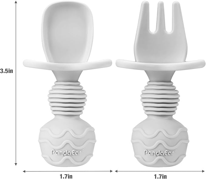 PandaEar 6 Pack Silicone Baby Spoons Self Feeding| Infant Spoons First Stage| Baby Utensils 6-12 Months| Toddler Baby Feeding Spoon | Baby Eating Essentials| Baby Led Weaning Supplies, Onesize