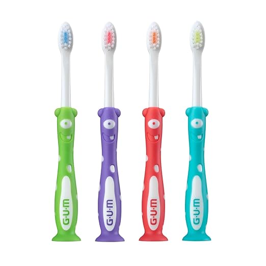 GUM Monsterz Children and Toddler Toothbrush, Soft Bristled Kids’ Toothbrush with Suction Cup, for Ages 2+, 2ct (6pk)