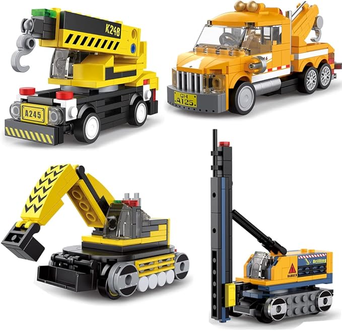 Engineering Cars Building Brick Sets, 3D Assembly Cars for Boys, Pull Back Car Building Blocks, Building Block Car Toys for Kids Age 6 7 8 9 10, 530 Pieces