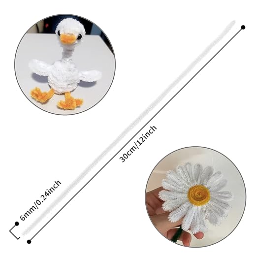 Cuttte Pipe Cleaners Craft Supplies - 300pcs White Pipe Cleaners Chenille Stems for Craft Kids DIY Art Supplies (6 mm x 12 inch)