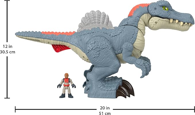 Fisher-Price Imaginext Jurassic World Dinosaur Toy Ultra Snap Spinosaurus, Lights Sounds & Chomping Action, for Preschool Kids Ages 3+ Years