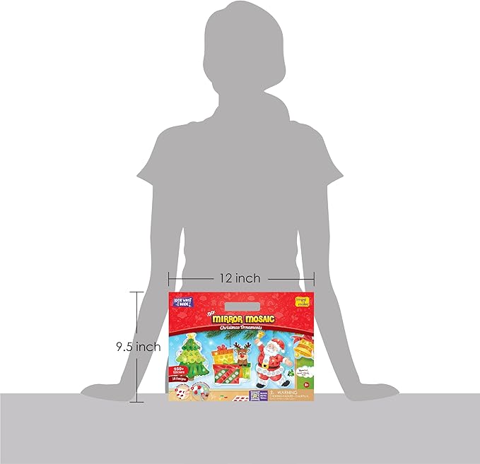 Imagimake Mirror Mosaic Christmas Kids Art Set | DIY Craft Kit | Foil Stickers for Kids | Birthday Gift for Girls and Boys Ages 3,4,5,6,7,8 | Christmas Toys for Girls Age 4,5,6,7,8