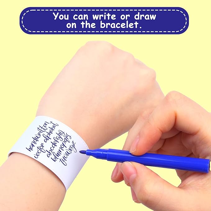 LOMIMOS 160Pcs White Slap Bracelets,Blank DIY Bands Wristbands Party Favors for Kids School Craft Projects Painting
