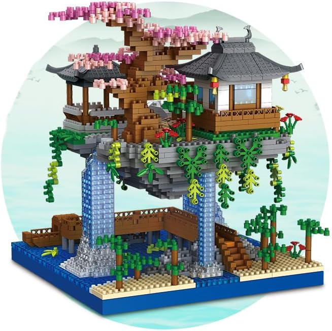Cherry Blossom Bonsai Tree House Building Block Sets 3320PCS Chinese Architecture of Peach Blossom Micro Mini Building Set Toy Gift for Kids Adults