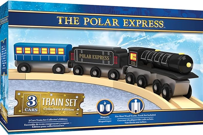 Masterpieces – The Polar Express Train, 3 Piece Set, Officially Licensed Collector’s Edition Toy, Wooden Magnetic Engine and Cars, Kids Toddlers Boys and Girls, Ages 3+