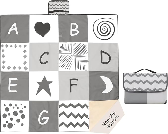 Insular Baby Splat Mat for Under High Chair/Arts/Crafts, Anti Slip and Waterproof Splash Mat for Floor, Portable Picnic Mat, 51x51 Inch, English Letter