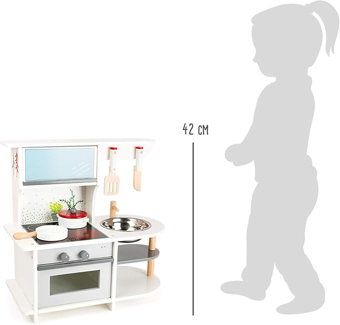 Small Foot Wooden Toys Graceful Children's Play Kitchen with Range, Oven, Kitchen Sink, and Accessories Designed for Children Ages 3+, Multi