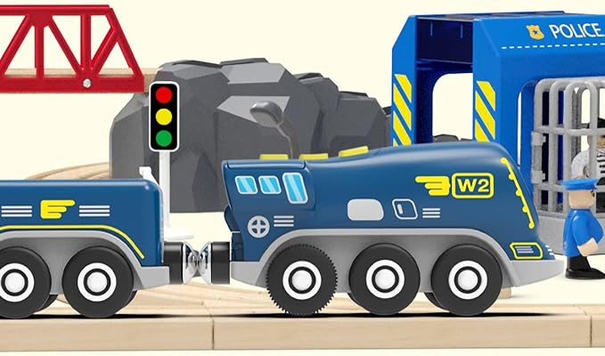 Z MAYABBO Battery Operated Locomotive Trains for Wooden Tracks, Powerful Engine Toy Train Vehicle for Railway Track, Science Fiction Train Car Series Fit All Brands Railroad (Battery Not Included)