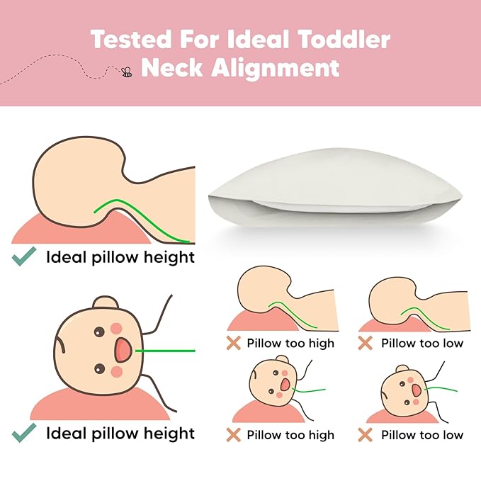 Toddler Pillow with Pillowcase - 13x18 My Little Dreamy Pillow, Organic Cotton Toddler Pillows for Sleeping, Kids Pillow, Travel Pillows, Mini Pillow, Nursery Pillow, Toddler Bed Pillow (Pearl Gray)