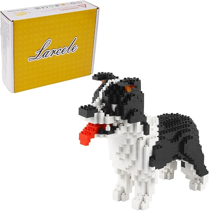 Larcele Micro Dog Building Blocks Set Pet Mini Building Toy Bricks Kit,950 Pieces KLJM-02 (Border Collie)
