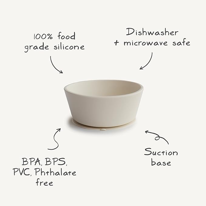 mushie Silicone Suction Bowl | BPA-Free Non-Slip Design (Natural)