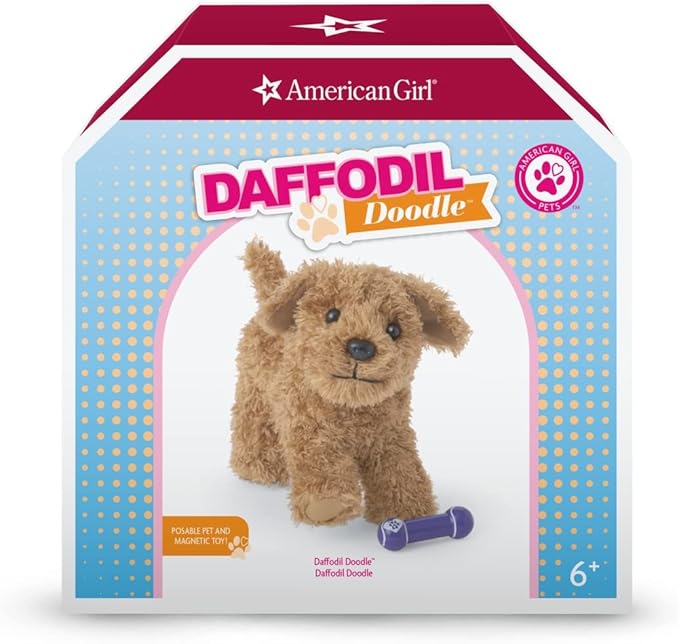 American Girl Truly Me 18-inch Doll Pet Daffodil Doodle Dog with Magnetic Mouth to Hold Her Barbell Toy, For Ages 6+