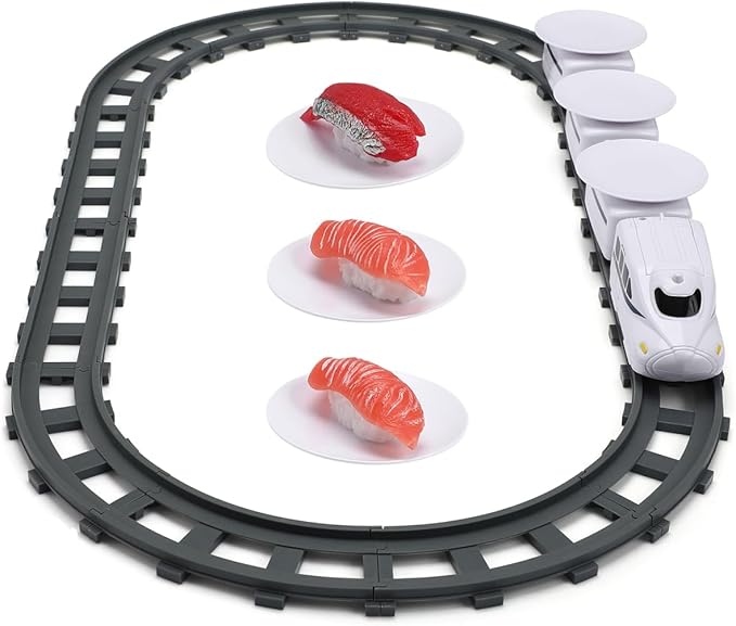 Sushi Train Toys - Child Day Rotating Sushi Bar Train Goes Around Train Toys Japanese Sashimi Plates Sushi Serving Tray for Child Days of Week DIY Sushi Making Supplies